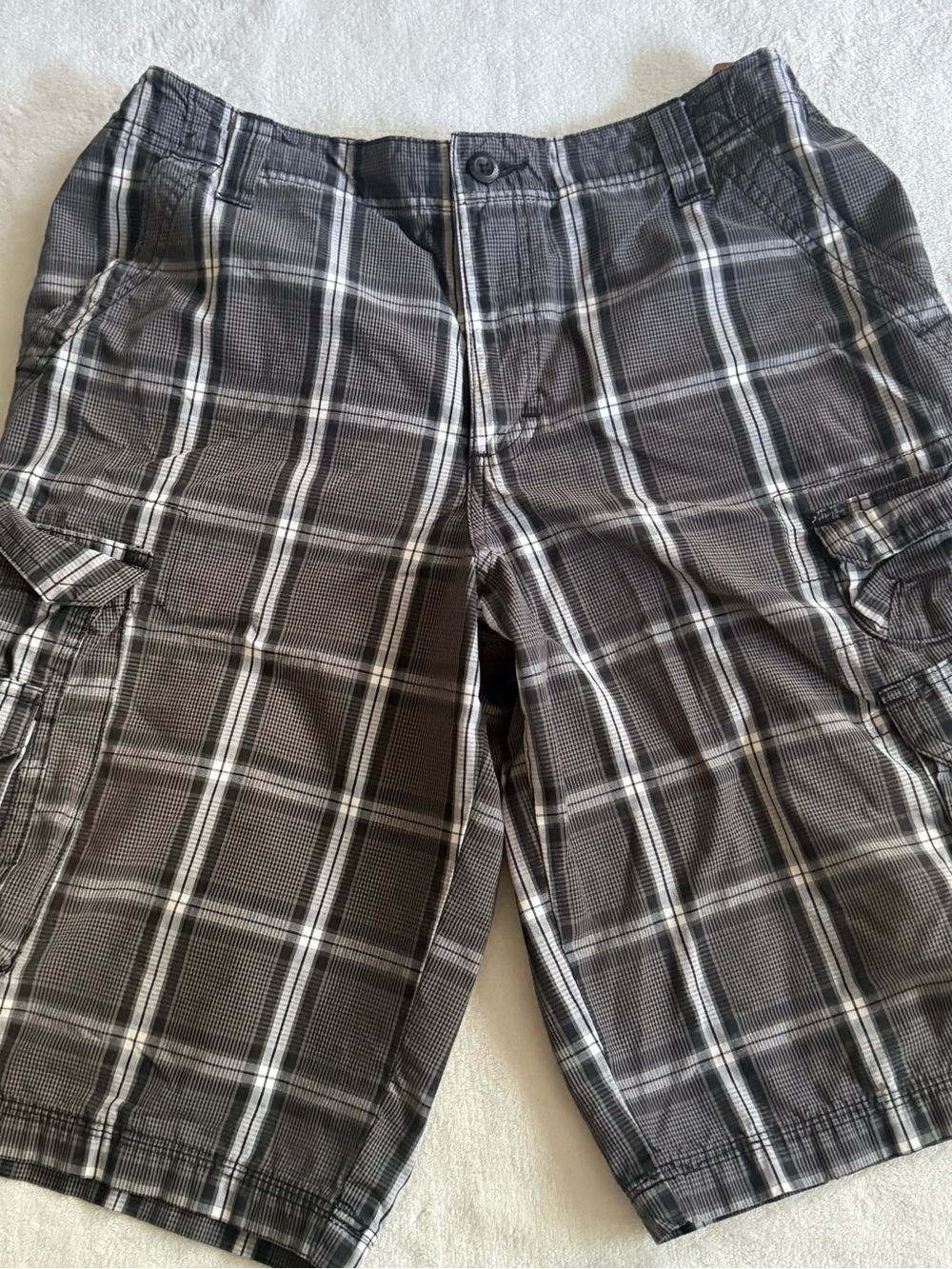 Men's Plaid Cargo Shorts - Gray